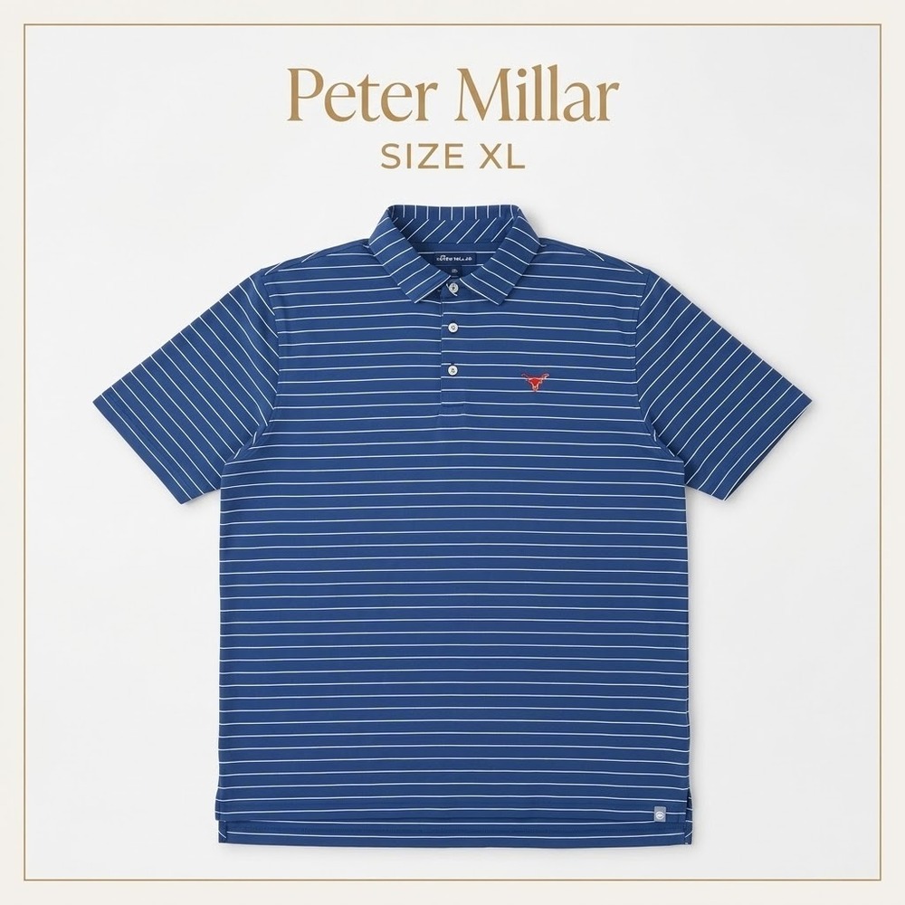 Peter Millar Polo Shirt - Seaside Striped Pima Cotton XL Blue White